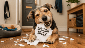 Dog eating Eviction Notice